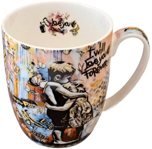 PORCELÆNSKRUS MED GRAFFITI. Krus med Banksy "I will love you forever"
